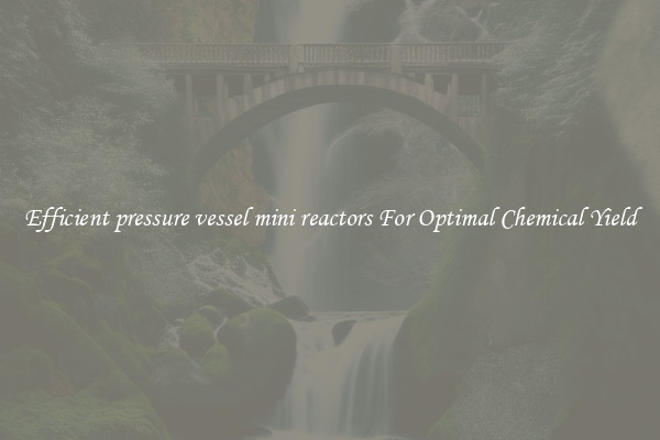 Efficient pressure vessel mini reactors For Optimal Chemical Yield