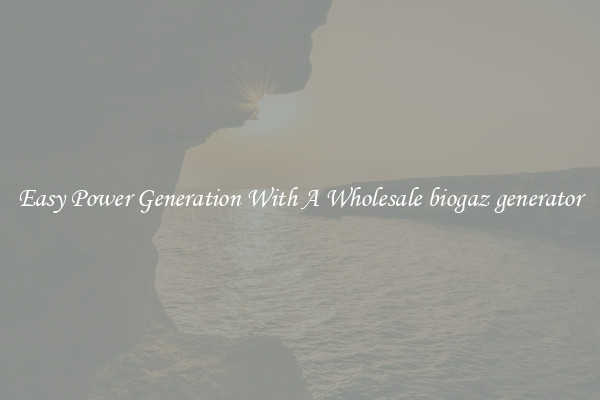 Easy Power Generation With A Wholesale biogaz generator